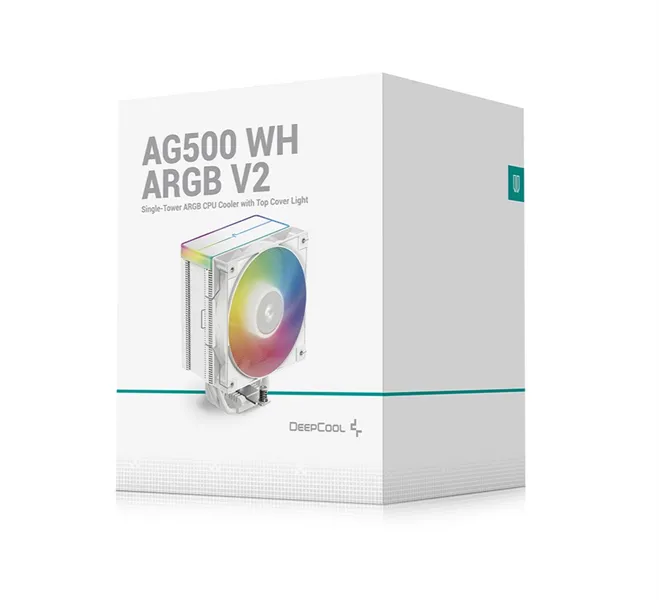 DEEPCOOL AG500 WH ARGB V2 LGA1700/1200/115X/AM5/AM4 (12шт/кор, TDP 240W, PWM, ARGB Fan 120mm, 5 тепл. трубок, белый) RET