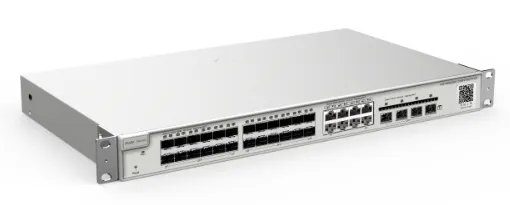 Ruijie Reyee 24-Port SFP L2+ Managed Switch, 24 SFP Slots, 8 Gigabit RJ45 Combo Ports,4 *10G SFP+ Slots,19-inch Rack-mountable Steel Case, Static Routing