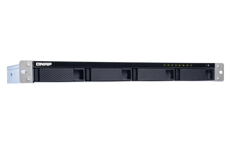 Система хранения данных QNAP CHANNEL 1U QC 1,7GhzCPU/8Gb(upto8Gb)/upto 4HDD, upto 16 with TL-R1200C-RP/SATA(3,5" 2,5")/ 4xUSB3.2/2x1GbE 1x10GbE(SFP+)/iSCSI/1xPS/no rail/2YW TS-431XeU-8G-EU-RU