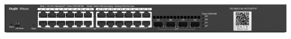 Ruijie Reyee 24-Port Gigabit L2 Managed POE Switch, 24 Gigabit RJ45 POE/POE+ Ports, 4 SFP Slots, 370W PoE power budget, 19-inch Rack-mountable Stell Case