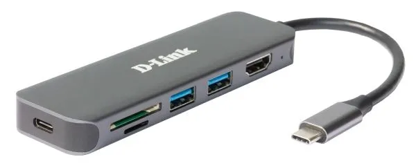 Концентратор usb D-Link USB-C Docking Station, 2xUSB 3.0 + USB-C/PD3.0 + HDMI, SD/microSD Card Reader