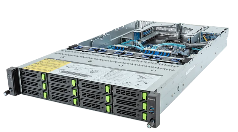 Gigabyte Server Platform R283-S90 / 2U / 2xIntel (Gen4/5) / 2xHS / 32xDIMM / 12xLFF NVME/SAS/SATA + 2xSFF SAS/SATA / 2x1GbE / 2xOCP 3.0 / 5xFHHL / 2x2000W / Rails / 1Y