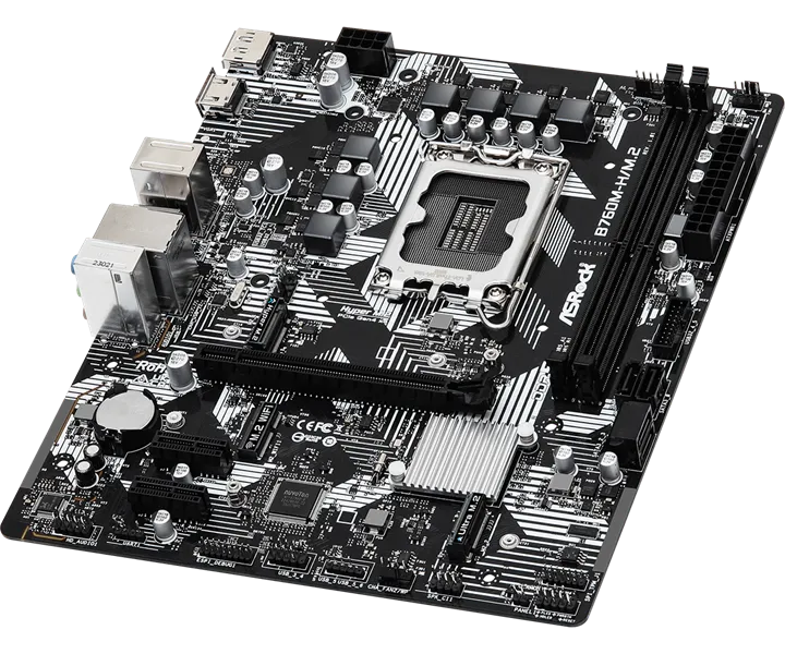 Материнская плата ASROCK B760M-H/M.2, LGA1700, B760, 2*DDR5, DP+HDMI, 4xSATA3 6.0 (RAID), M.2 Socket, USB 3.2, USB 2.0, mATX; 90-MXBM40-A0UAYZ