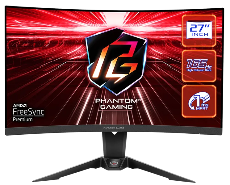 Монитор ASROCK 27" PG27Q15R2A VA 2560X1440 Curved 1500R 1 ms MPRT 550 cd 165 Hz VESA DisplayHDR400 DP HDMI*2 Swivel HAS Black