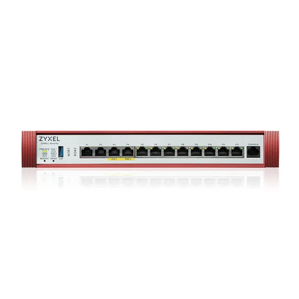 Межсетевой экран Межсетевой экран Zyxel USG FLEX 500H, Rack, 2xRJ-45: 1/2.5G (LAN/WAN), 2xRJ-45: 1/2.5G PoE+ (LAN/WAN), 8xRJ-45: 1G (LAN/WAN), 1xUSB3.0 **