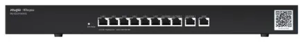 Ruijie Reyee Rack-mountable 10-port full gigabit router, providing one WAN port, six LAN ports, and three LAN/WAN ports; recommended concurrency of 300, maximum 1.5 Gbps throughput; cloud remote manag