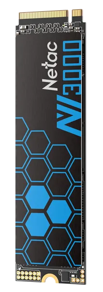SSD накопитель Netac SSD NV3000 1TB PCIe 3 x4 M.2 2280 NVMe 3D NAND, R/W up to 3100/2100MB/s, IOPS(R4K) 220K/160K, TBW 600TB, with heat sink, 5y wty