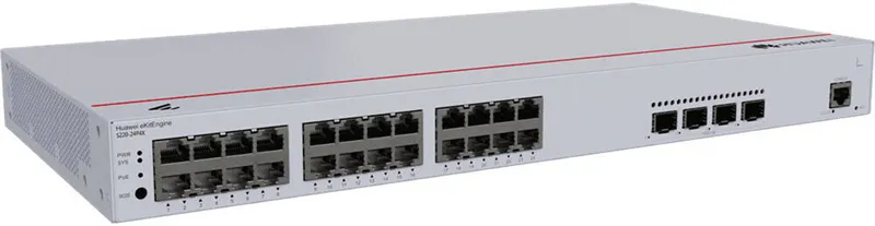 Коммутатор HUAWEI S220-24P4X (L2, 24*10/100/1000BASE-T ports(400W PoE+), 4*10GE SFP+ ports, built-in AC power)