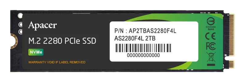 Apacer SSD AS2280F4L 2TB M.2 2280 PCIe Gen5x4, R10500/W8700 Mb/s, 3D NAND, MTBF 1.5M, NVMe, 1200TBW, Retail, 5 years (AP2TBAS2280F4L-1)