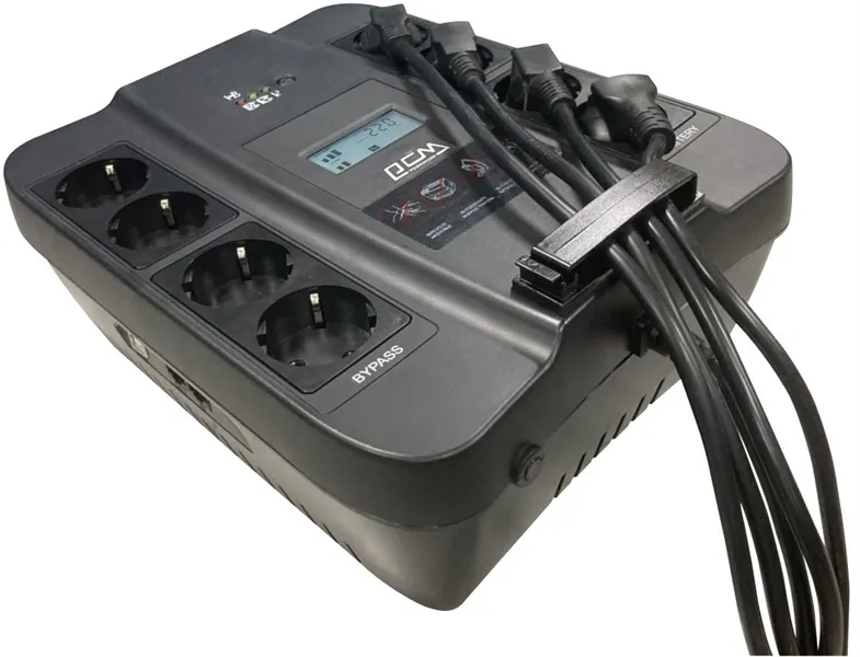 Powercom Back-UPS SPIDER, Line-Interactive, LCD, AVR, 550VA/330W, 8xSchuko outlets (4 surge & 4 batt), USB, black (1456259)