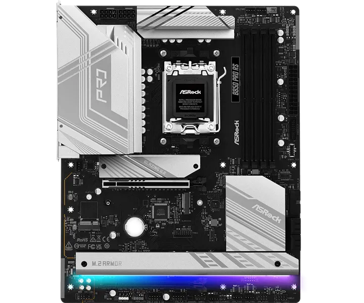 ASROCK B850 PRO RS , AM5, B850, 4*DDR5, 4*SATA, 4*M.2, 6*USB 2.0, 4*USB 3.2, 2*Type-C, 2*PCIx16, 1*M.2 (Key E), HDMI, ATX