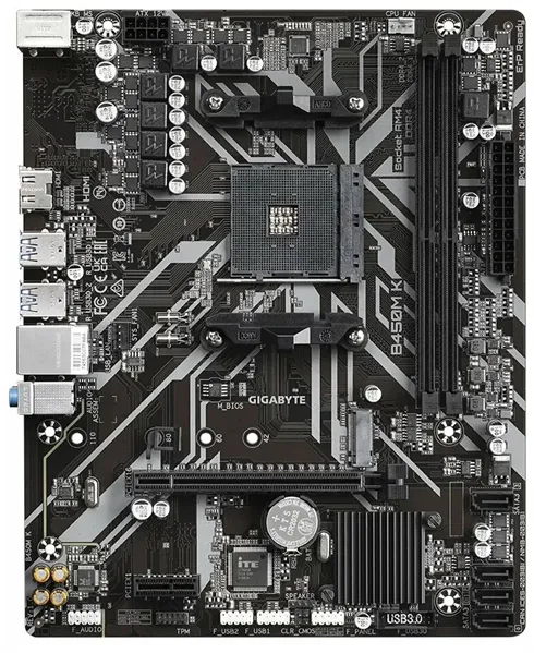 GIGABYTE B450M K, AM4, B450, 2*DDR4, HDMI,  4 SATA 6 Гб/с, M2, Audio, Gb LAN, USB 3.2, USB 2.0, mATX