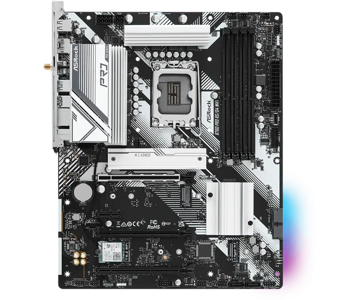 Материнская плата ASROCK B760 PRO RS/D4 WIFI, LGA1700, B760, 4*DDR4, HDMI+DP, 4xSATA3 6.0 (RAID), M.2 Socket, USB 3.2, USB2.0, Type-C, ATX