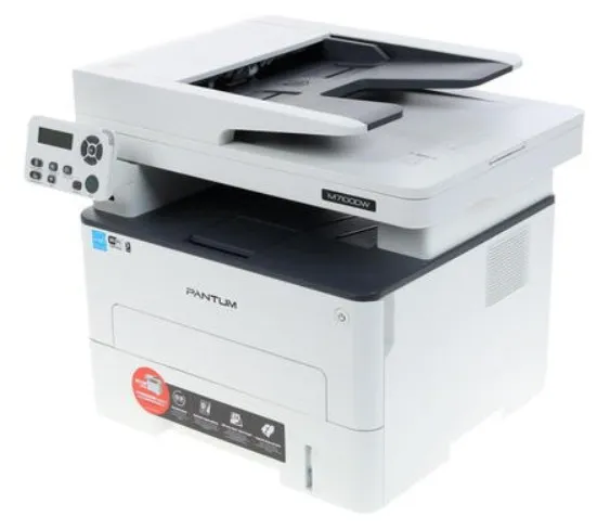 Лазерное многофункциональное устройство Pantum M7100DW, P/C/S, Mono laser, А4, 33 ppm (max 60000 p/mon), 525 MHz, 1200x1200 dpi, 256 MB RAM, PCL/PS, Duplex, ADF50, paper tray 250 pages, USB, LAN, WiFi, start. cartridge 1500 pages