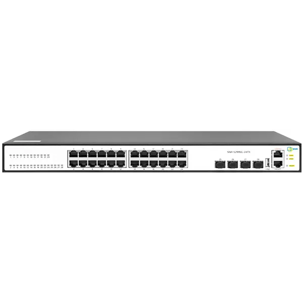 Коммутатор SNR Управляемый коммутатор уровня 3, 24 порта 10/100/1000Base-T и 4 порта 1/10GbE (SFP+).