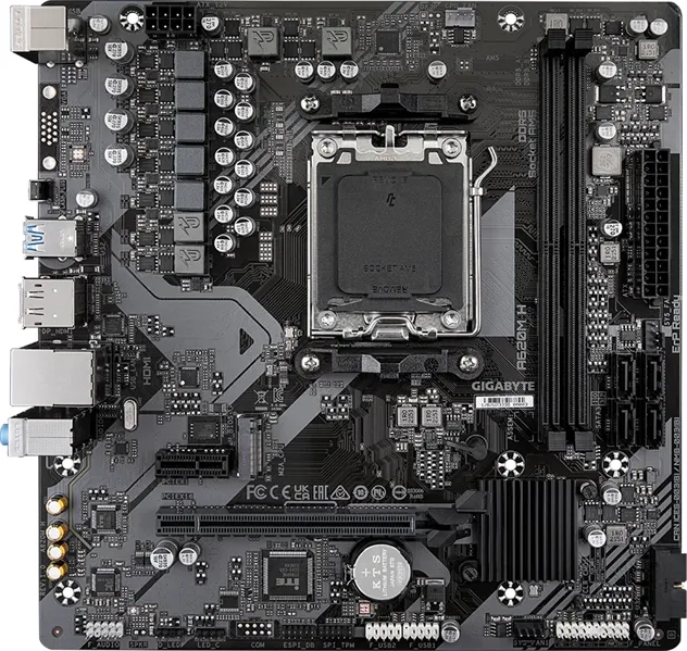 GIGABYTE A620M H, AM5, A620, 2*DDR5, DP+HDMI,  4 SATA 6 Гб/с, M2, Audio, Gb LAN, USB 3.2, USB 2.0, mATX