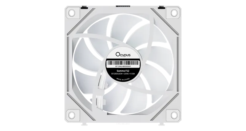Ocypus Gamma F12 UNI WH ARGB 3 IN 1, 3x120x120x25mm, 4-PIN PWM, 800-1800 RPM, 31 DBA MAX, HYDRO BEARING