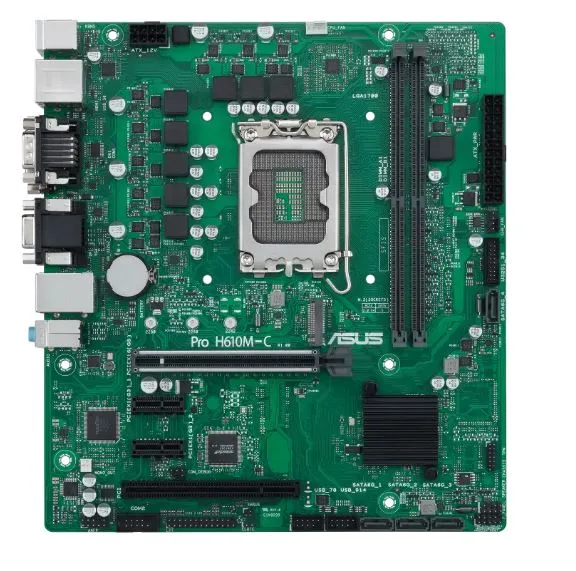 Материнская плата ASUS PRO H610M-C-CSM, LGA1700, H610, 2*DDR5, D-sub+DP+DVI+HDMI, SATA 6.0, M.2, USB 3.2*2, USB 2.0*2,  COM, mATX; 90MB1AT0-M0EAYC