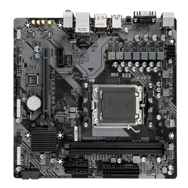 GIGABYTE B650M S2H, AM5, B650, 2*DDR5, DP+HDMI+D-sub,  4 SATA 6 Гб/с, M2, Audio, Gb LAN, USB 3.2, mATX