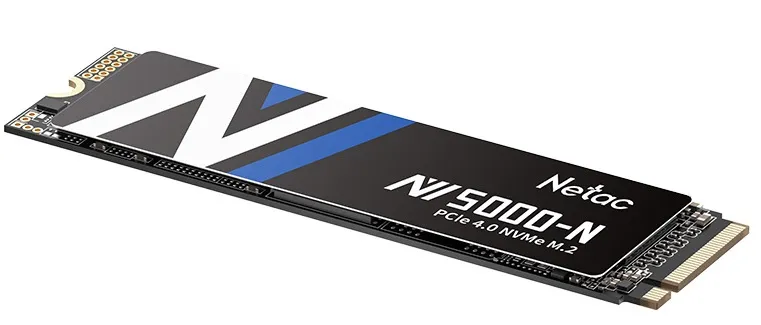 SSD накопитель Netac SSD NV5000-N 1TB PCIe 4 x4 M.2 2280 NVMe 3D NAND, R/W up to 4800/4600MB/s, IOPS(R4K) 400K/530K, TBW 640TB, without heat sink, 5y wty