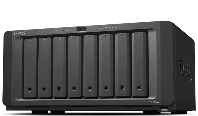 Системы хранения данных Synology QC3,35GhzCPU/8GbDDR4(upto32)/RAID0,1,10,5,6/upto 8hot plug HDD SATA(3,5' or 2,5')(upto18 with 2xDX517)+ 2 M2 slots/3xUSB3.2/2eSATA/2GigE(+1Expslot)/1x10GbGigE/iSCSI/2xIPcam(upto75)/1xPS/1YW