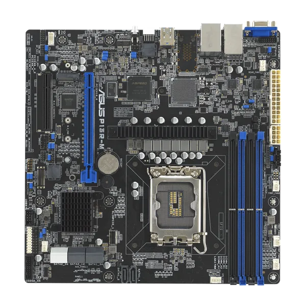 ASUS P13R-M, LGA 1700, Intel C262, 4xDDR5 ECC, 8xSATA, 1xM.2, 1xPCI-E 5.0 x16, 2x1Gb LAN, 3xUSB-A 3.2 Gen 2, 1xVGA, mATX