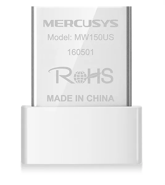 MERCUSYS N150 Мини Wi-Fi USB-адаптер, до 150 Мбит/с на 2,4 ГГц, 1 встроенная антенна, порт USB 2.0