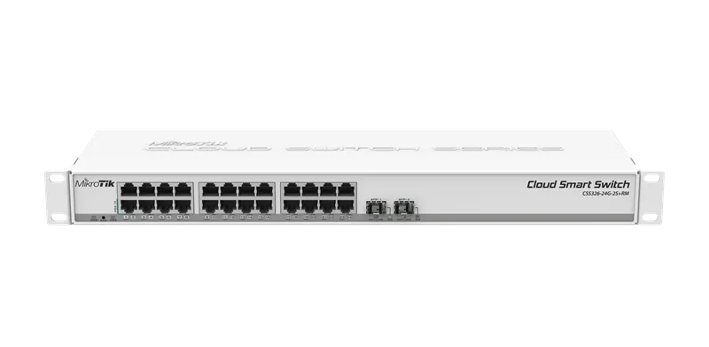 Коммутатор MikroTik Cloud Smart Switch 326-24G-2S+RM with 24 x Gigabit Ethernet ports, 2x SFP+ cages, SwOS, 1U rackmount case, PSU