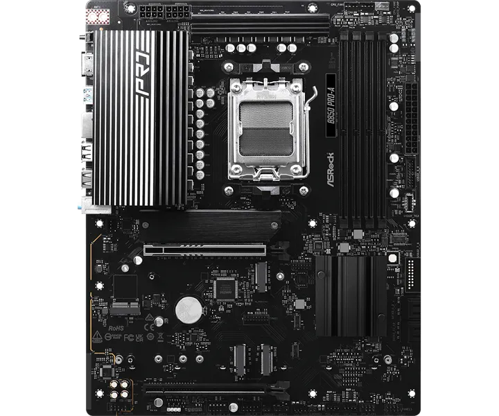 ASROCK B850 PRO-A, AM5, B850, 4*DDR5, 4*SATA, 4*M.2, 6*USB 2.0, 4*USB 3.2, 2*Type-C, 2*PCIx16, 1*M.2 (Key E), HDMI, ATX
