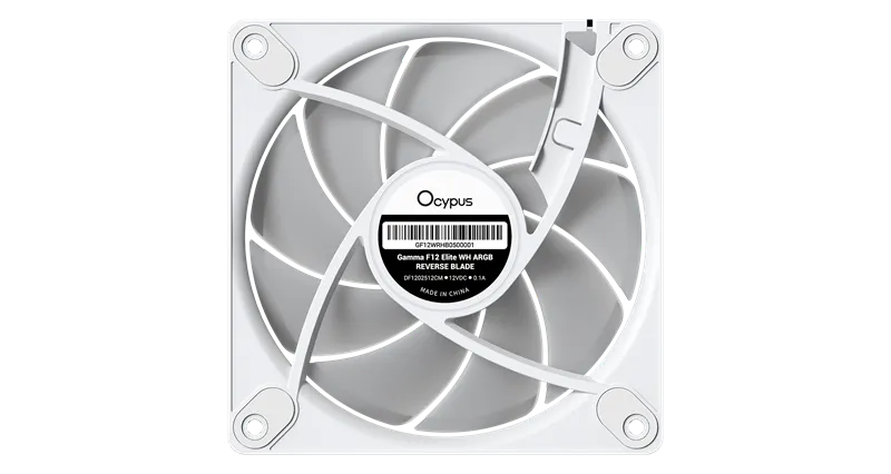 Ocypus Gamma F12 Elite WH ARGB REVERSE BLADE, 120x120x25mm, 4-PIN PWM, 600-1800 RPM, 26 DBA MAX, HYDRO BEARING
