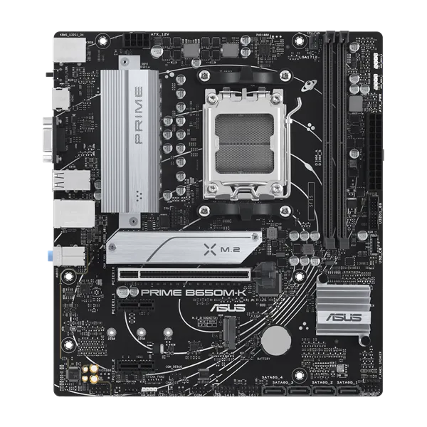 ASUS PRIME B650M-K, Socket AM5, B650, 2*DDR5, HDMI+VGA, 4xSATA 6+ RAID, 2xM2,  USB 3.2, USB 2.0, mATX; 90MB1F60-M0EAY0