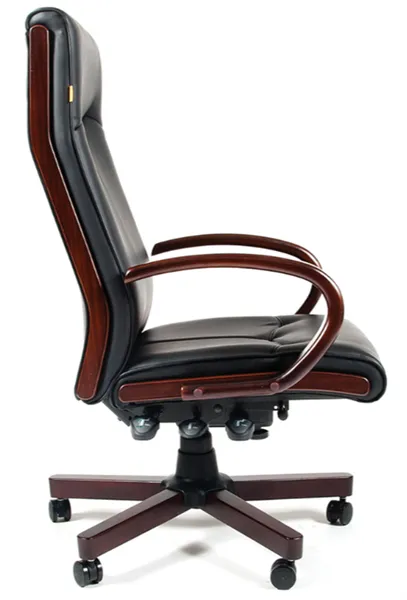 Офисное кресло Chairman 411 черное экопремиум, с деревянными элементами N