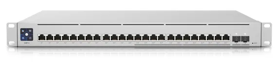 Ubiquiti Switch Enterprise 24 PoE Layer 3, PoE switch with (12) 2.5GbE, 802.3at PoE+ RJ45 ports, (12) GbE, 802.3at PoE+ RJ45 ports, and (2) 10G SFP+ ports.