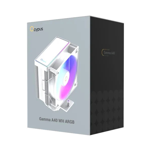 Ocypus Gamma A40 WH ARGB, 100mm ARGB FAN, Top ARGB Panel, 4 HEAT PIPES, 4-PIN PWM, 600-2400 RPM, 29DBA, HYDRO BEARING, LGA115X/1200/1700/18XX, AM4/AM5