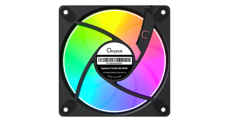 Ocypus Gamma F12 Elite BK ARGB REVERSE BLADE 3 IN 1, 120x120x25mm, 4-PIN PWM, 600-1800 RPM, 26 DBA MAX, HYDRO BEARING