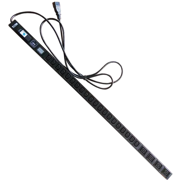 Блок розеток вертикальный, 1-фазный с автоматом, A/V-метр, 16A / 250V, 4xC19 + 20xC13, шнур 3.0 м, разъем C20