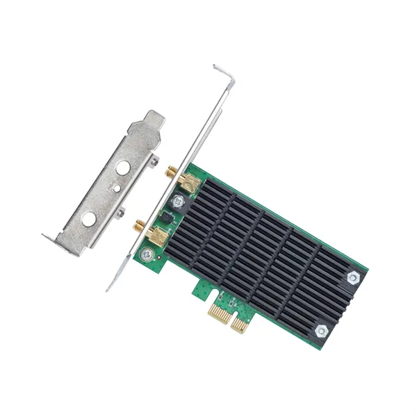 TP-Link Archer T4E, AC1200 Двухдиапазонный Wi-Fi адаптер PCI Express, до 300 Мбит/с на 2,4 ГГц + до 867 Мбит/с на 5 ГГц, 2 внешние антенны с высоким коэффициентом усиления