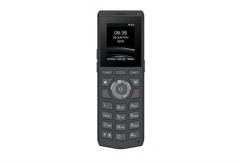 SIP-Телефон Fanvil DECT PHONE 2.0” 240x320 Color LCD 2 SIP Line 1 PTT Key Indoor: 50 m Outdoor Range: 300 m Europe: 1880–1900 MHz Detachable Lithium Battery with 1900mAH