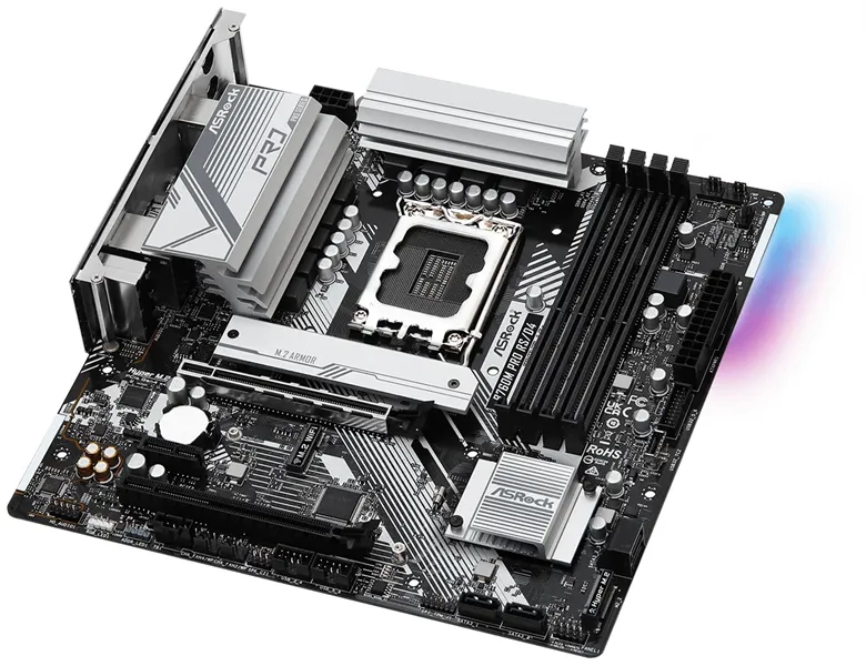 Материнская плата ASROCK B760M PRO RS, LGA1700, B760, 4*DDR5, DP+HDMI, 4xSATA3 6.0 (RAID), M.2 Socket, 4xUSB 3.2, 2xUSB 2.0, mATX; 90-MXBLH0-A0UAYZ