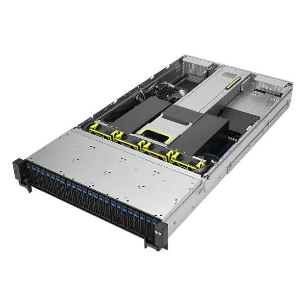 Сервер ASUS RS720-E11-RS24U 2U, 2xLGA4677, 32 DIMM DDR5, 24x 2.5"(12x NVMe+12x NVMe/SATA/SAS* hs), 2 x M.2 slot 2280, 2x10Gbe RJ45, 4 dual-slot GPU, 8 slots PCIe 5.0, 1x OCP 3.0*, 2x2600W