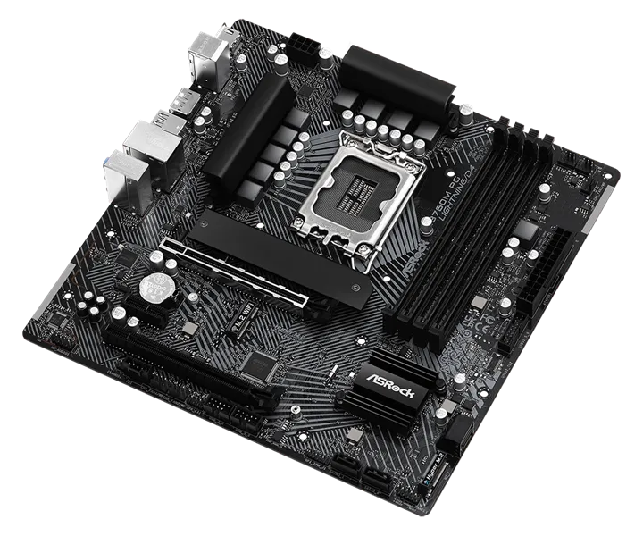 Материнская плата ASROCK B760M PG LIGHTNING/D4, LGA1700, B760, 4*DDR4, HDMI+DP, 4xSATA3 6.0 (RAID), M.2 Socket, USB 3.2, USB2.0, Type-C, mATX