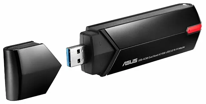 Адаптер ASUS USB-AC68 // WI-FI 802.11ac, 600 + 1300 Mbps USB 3.0 Adapter +  antenna ; 90IG0230-BM0N00