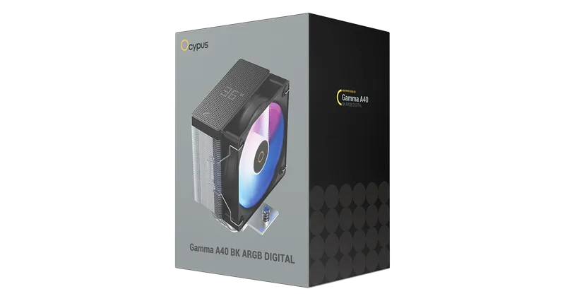 Ocypus Gamma A40 BK ARGB Digital, 100mm ARGB FAN, Top Display Panel, 4 HEAT PIPES, 4-PIN PWM, 600-2400 RPM, 29.5DBA, HYDRO BEARING, LGA115X/1200/1700/18XX, AM4/AM5