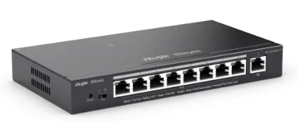 Ruijie Reyee 9-Port Gigabit Smart POE Switch, 9 Gigabit RJ45 Ports including 8 PoE/POE+ Ports,120W PoE power budget, Desktop Steel Case
