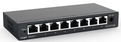 Ruijie Reyee 8-Port  unmanaged Switch, 8 10/100base-t Ethernet  RJ45 Ports , Steel Case