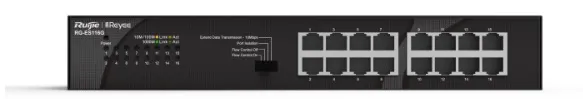 Ruijie Reyee 16-Port 10/100/1000 Mbps Desktop SwitchPORT:16 10/100/1000 Mbps RJ45 PortsDesktop Steel Case