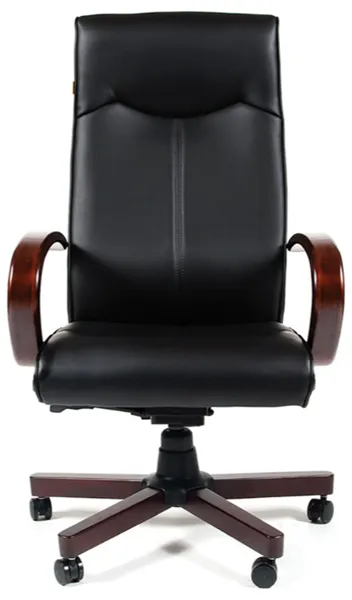 Офисное кресло Chairman 411 черное экопремиум, с деревянными элементами N