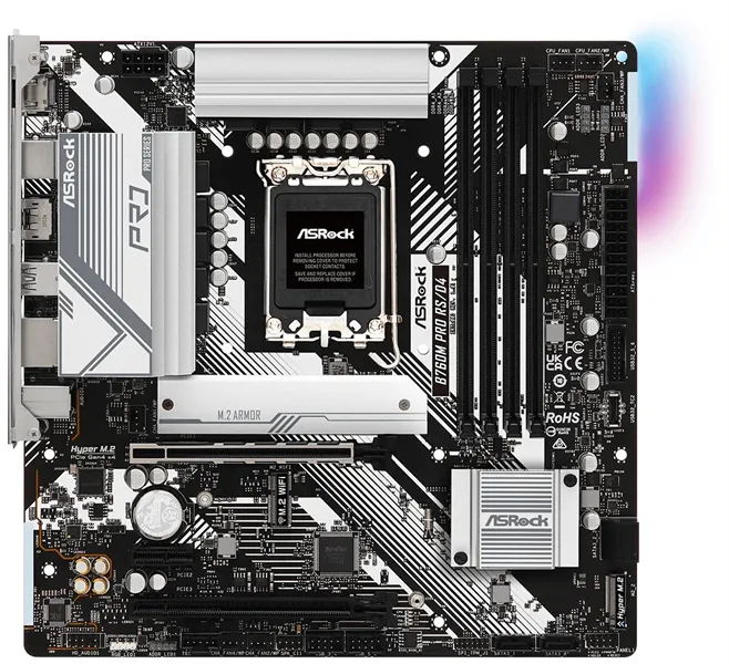 Материнская плата ASROCK B760M PRO RS, LGA1700, B760, 4*DDR5, DP+HDMI, 4xSATA3 6.0 (RAID), M.2 Socket, 4xUSB 3.2, 2xUSB 2.0, mATX; 90-MXBLH0-A0UAYZ