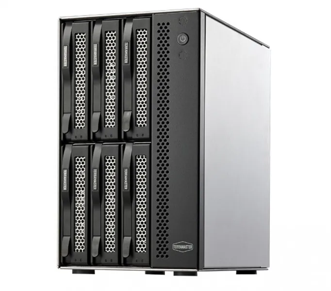TerraMaster T6-423 tower NAS QC 2,0Ghz(2,9)/4gb(32)/RAID0,1,5,6,10,JBOD/up to 6 HS SATA(3,5' or 2,5')/2xM.2 2280 NVMe/2xUSB3.1 Gen2/HDMI/2x2,5GigEth RJ-45/ISCSI/1xPS/1YW