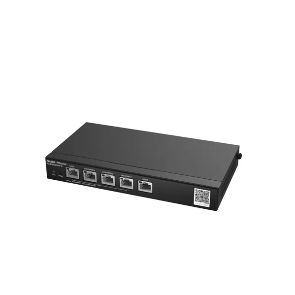 Ruijie Reyee Desktop 5-port full gigabit router, providing one WAN port, one LAN port, and three LAN/WAN ports; supporting four PoE/PoE+ interfaces and maximum 60 W PoE power; recommended concurrency